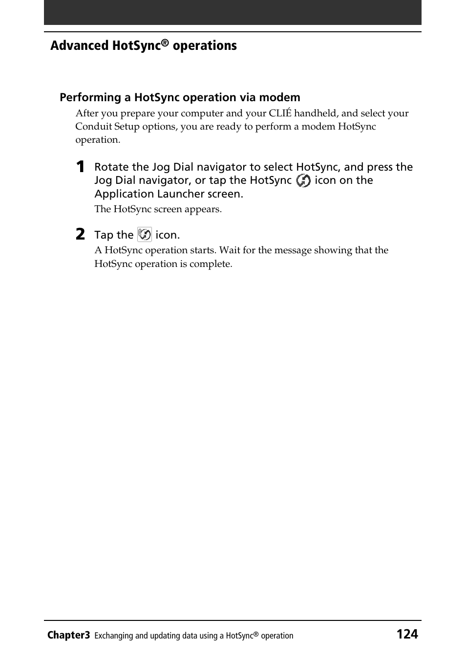 Advanced hotsync, Operations | Sony PEG-NR70V/U User Manual | Page 124 / 224