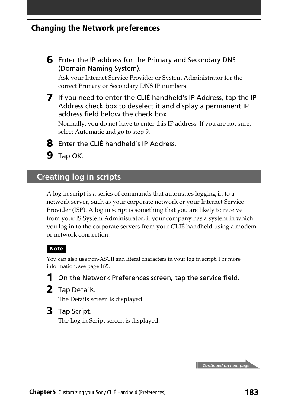 Creating log in scripts | Sony PEG-NR70V/U User Manual | Page 183 / 224