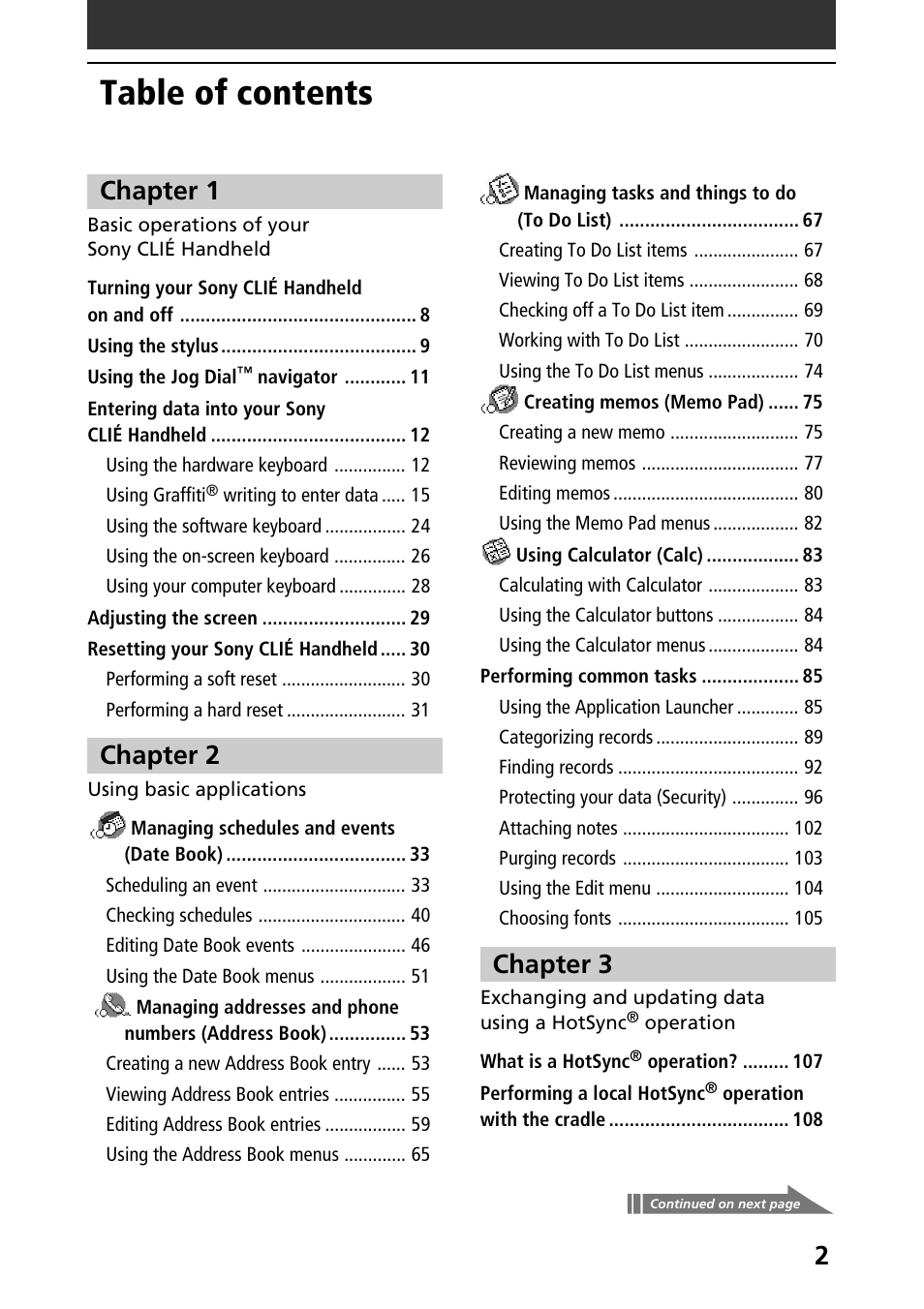 Sony PEG-NR70V/U User Manual | Page 2 / 224