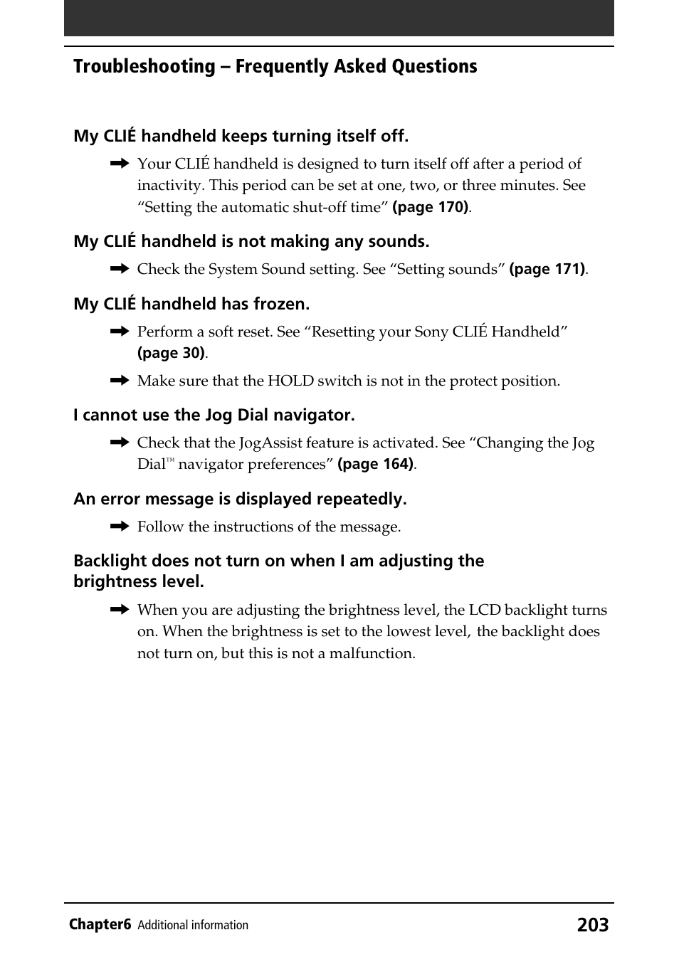 Troubleshooting – frequently asked questions | Sony PEG-NR70V/U User Manual | Page 203 / 224