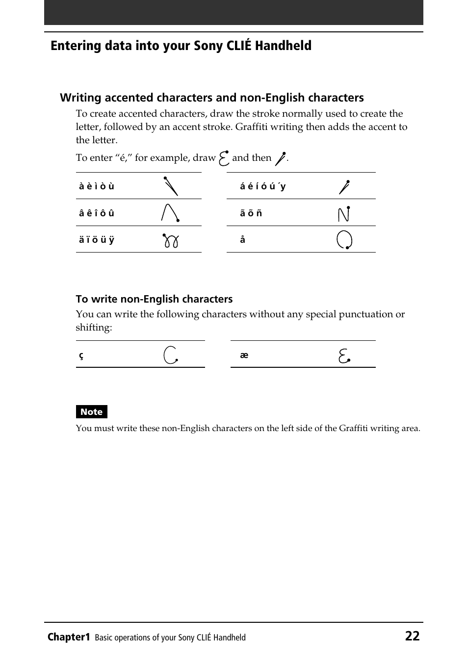 22 entering data into your sony clié handheld | Sony PEG-NR70V/U User Manual | Page 22 / 224