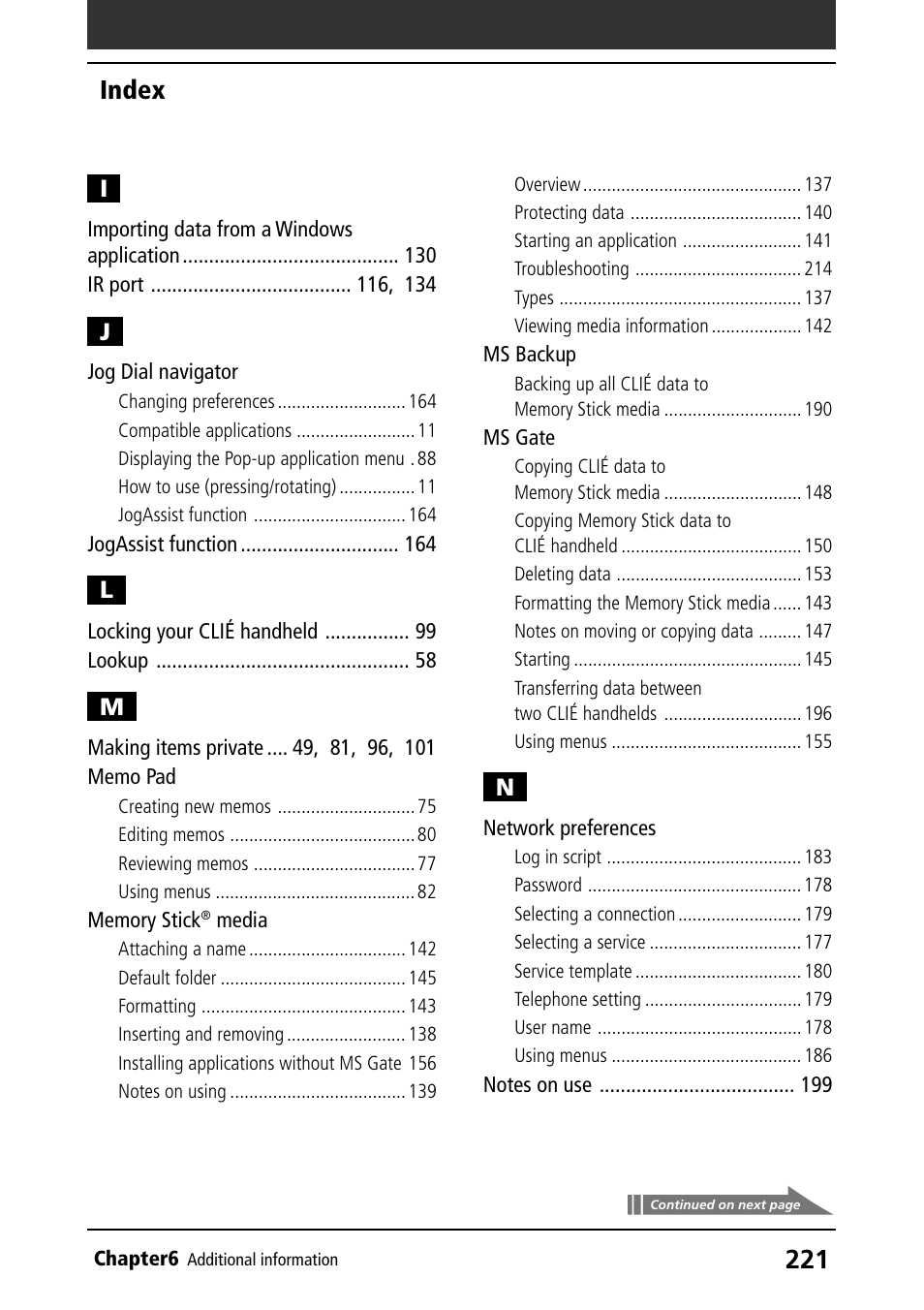 Index | Sony PEG-NR70V/U User Manual | Page 221 / 224