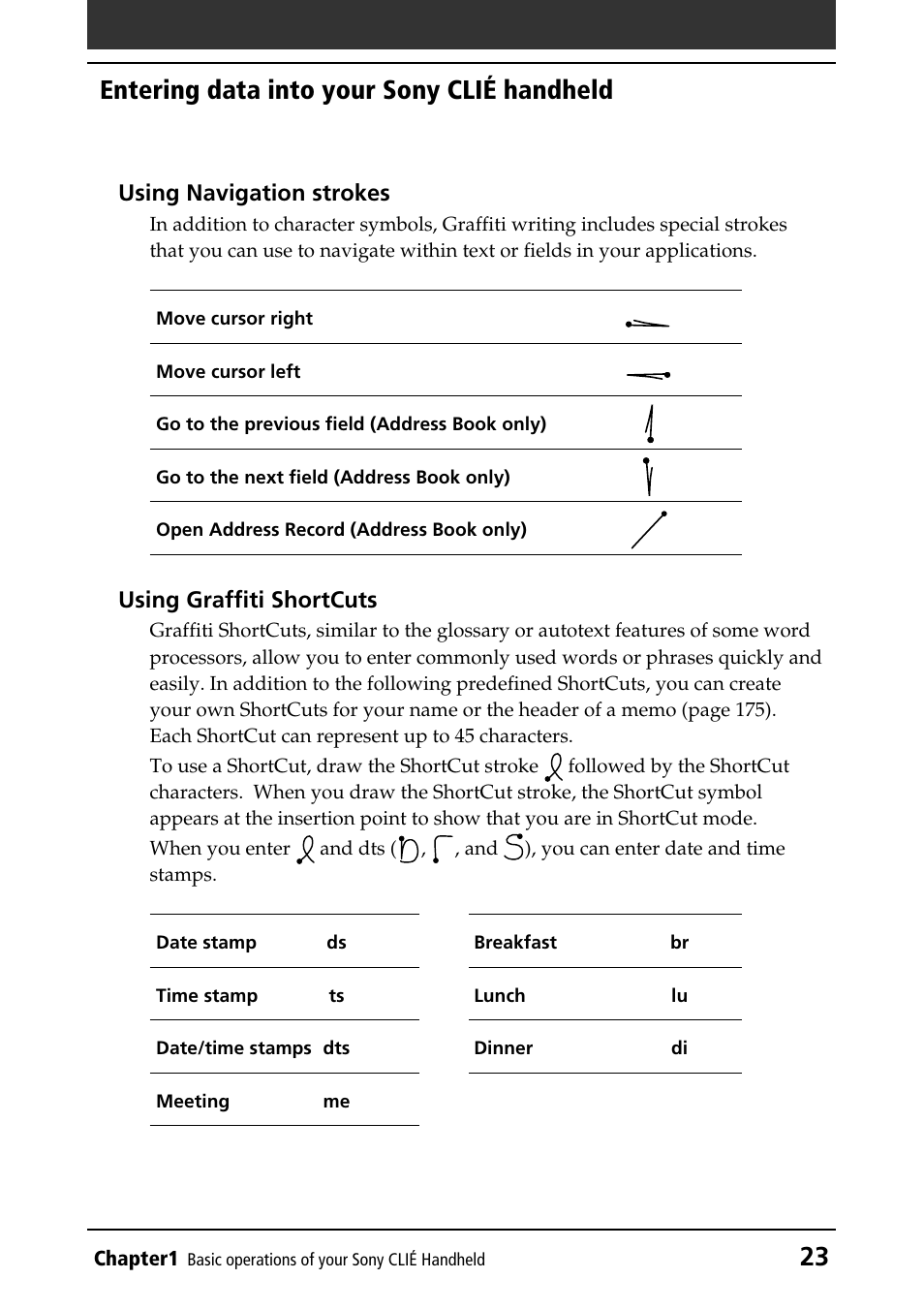 23 entering data into your sony clié handheld | Sony PEG-NR70V/U User Manual | Page 23 / 224