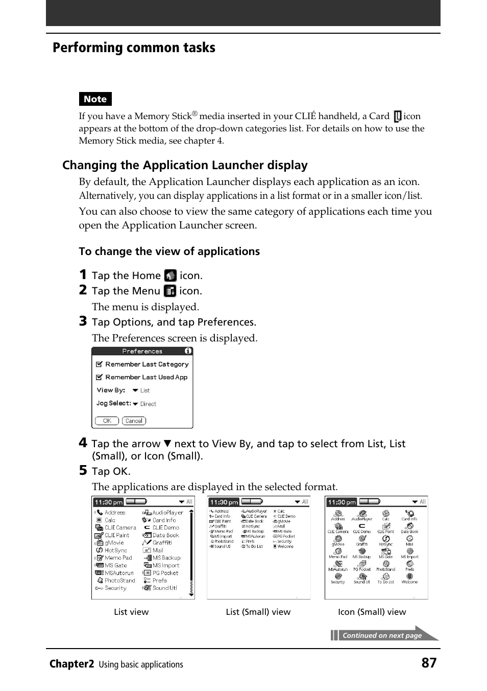 Performing common tasks | Sony PEG-NR70V/U User Manual | Page 87 / 224