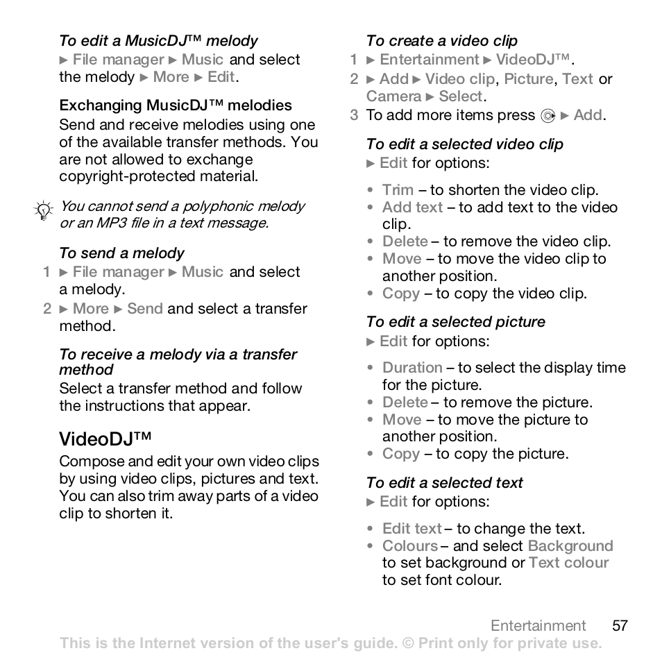 Videodj | Sony Z610i User Manual | Page 57 / 96