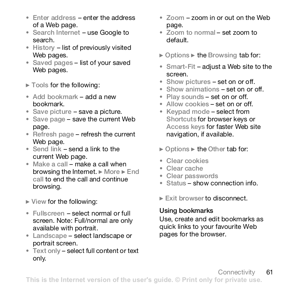 Sony Z610i User Manual | Page 61 / 96