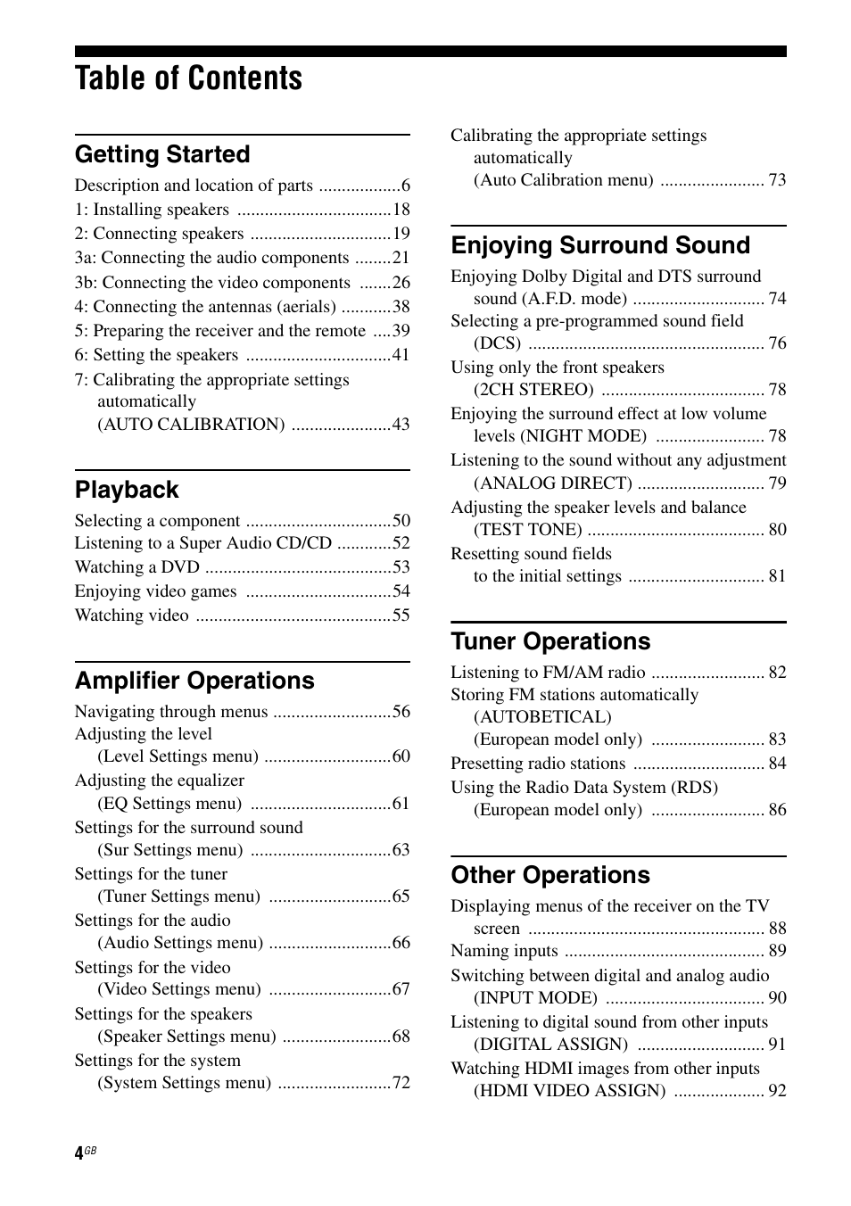 Sony STR-DA3200ES User Manual | Page 4 / 127