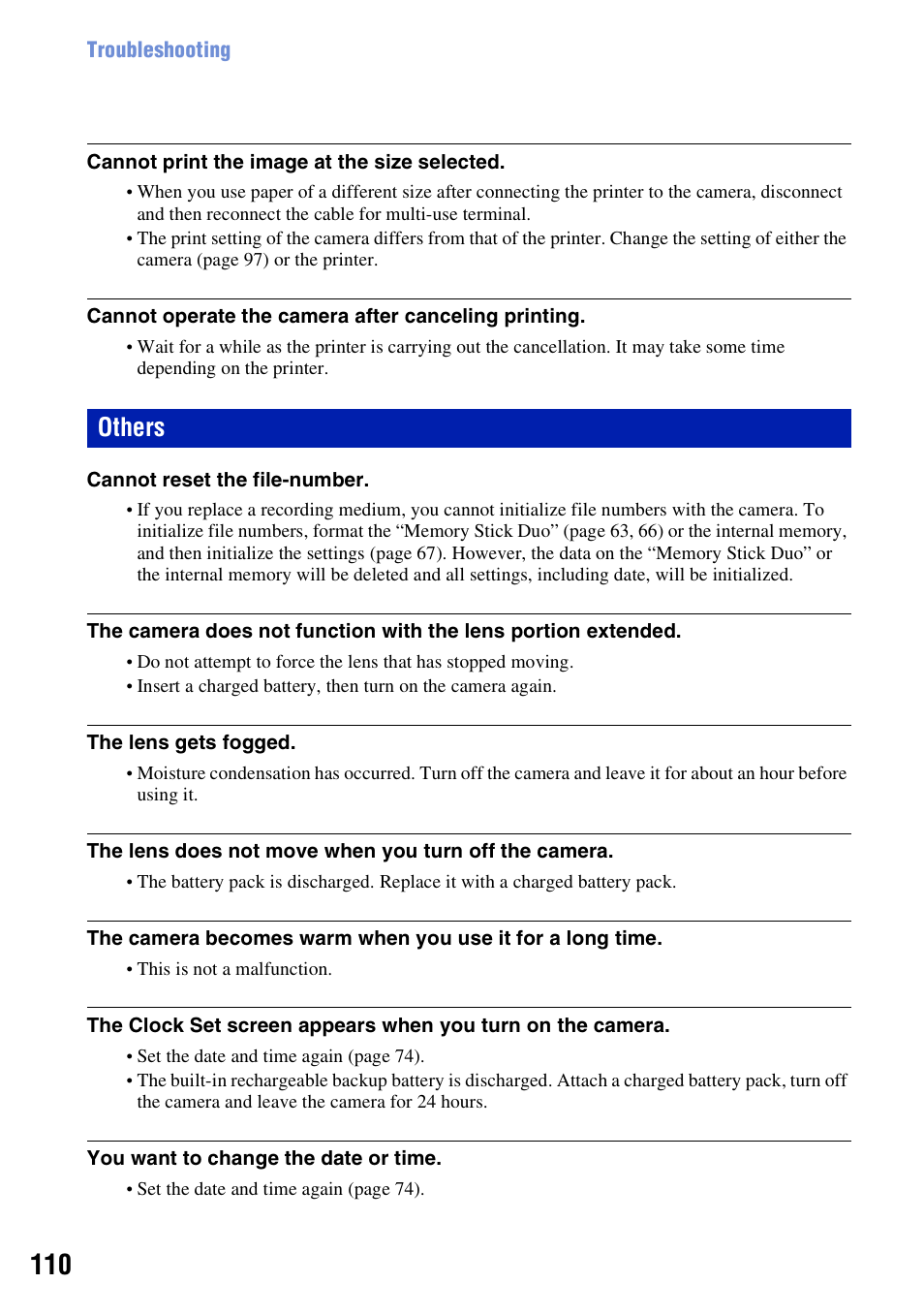 Others | Sony Cyber-shot DSC-H10 User Manual | Page 110 / 123