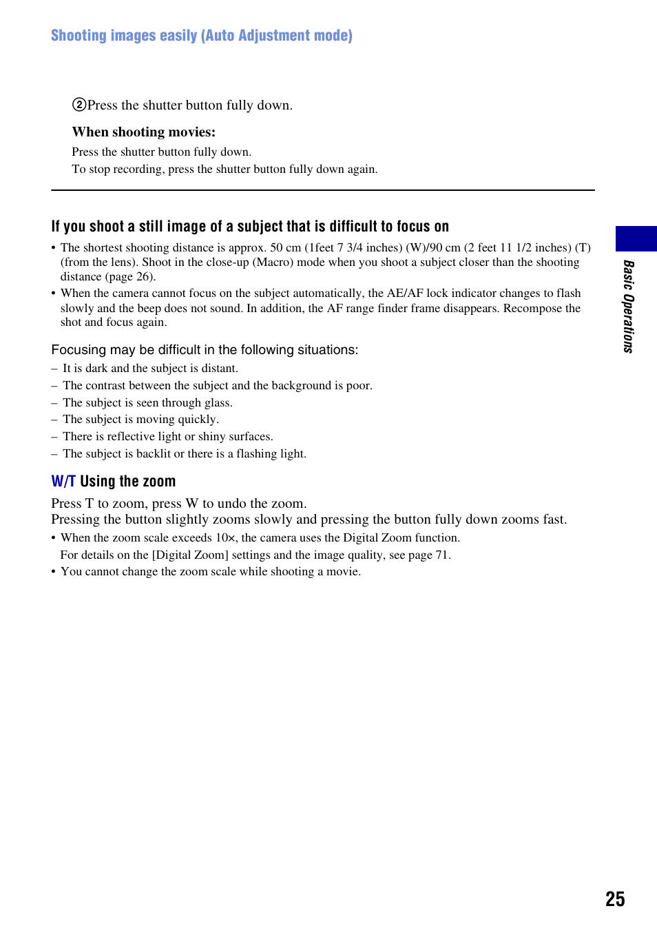 Sony Cyber-shot DSC-H10 User Manual | Page 25 / 123