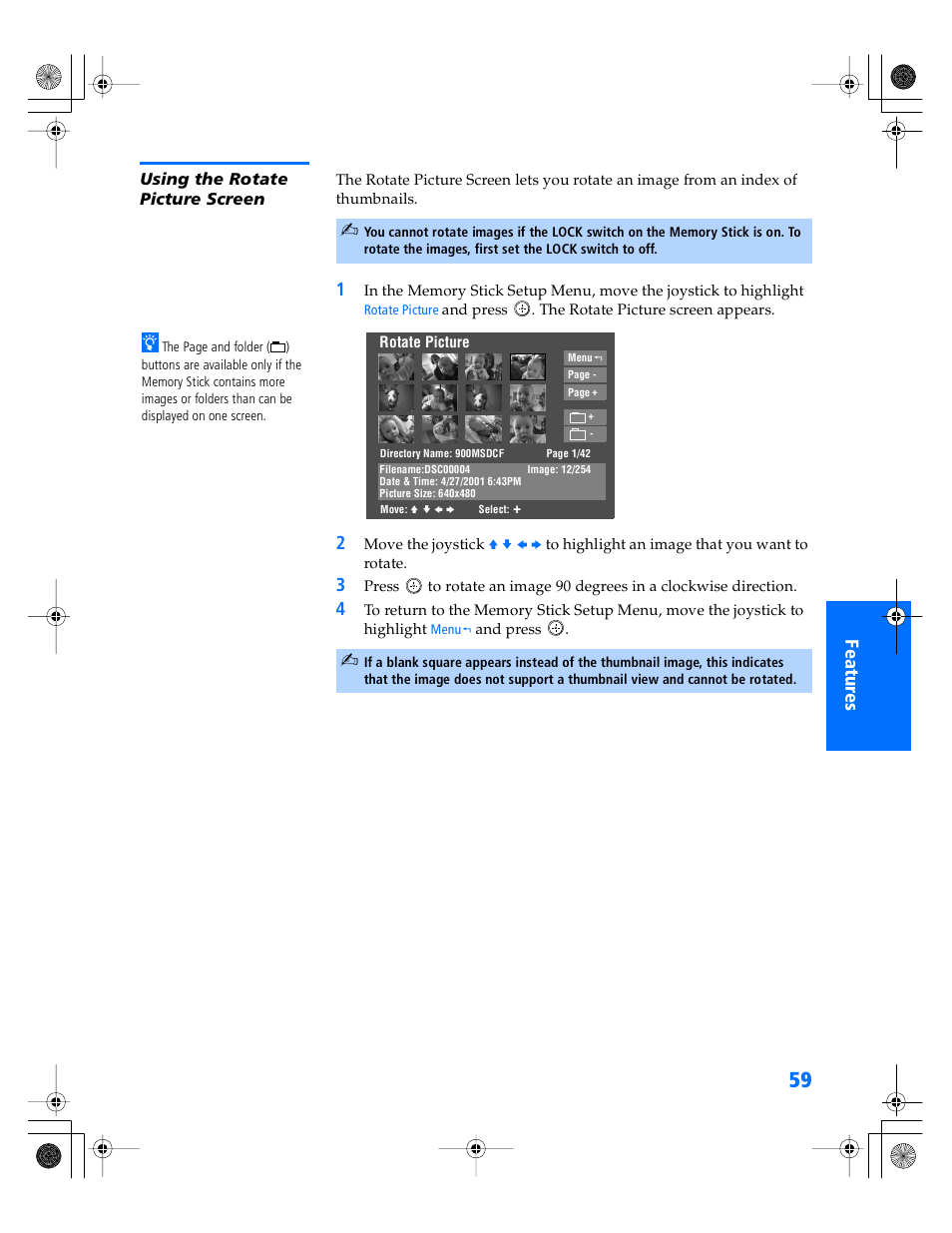 Using the rotate picture screen | Sony WEGA KV-36XBR800 User Manual | Page 60 / 89
