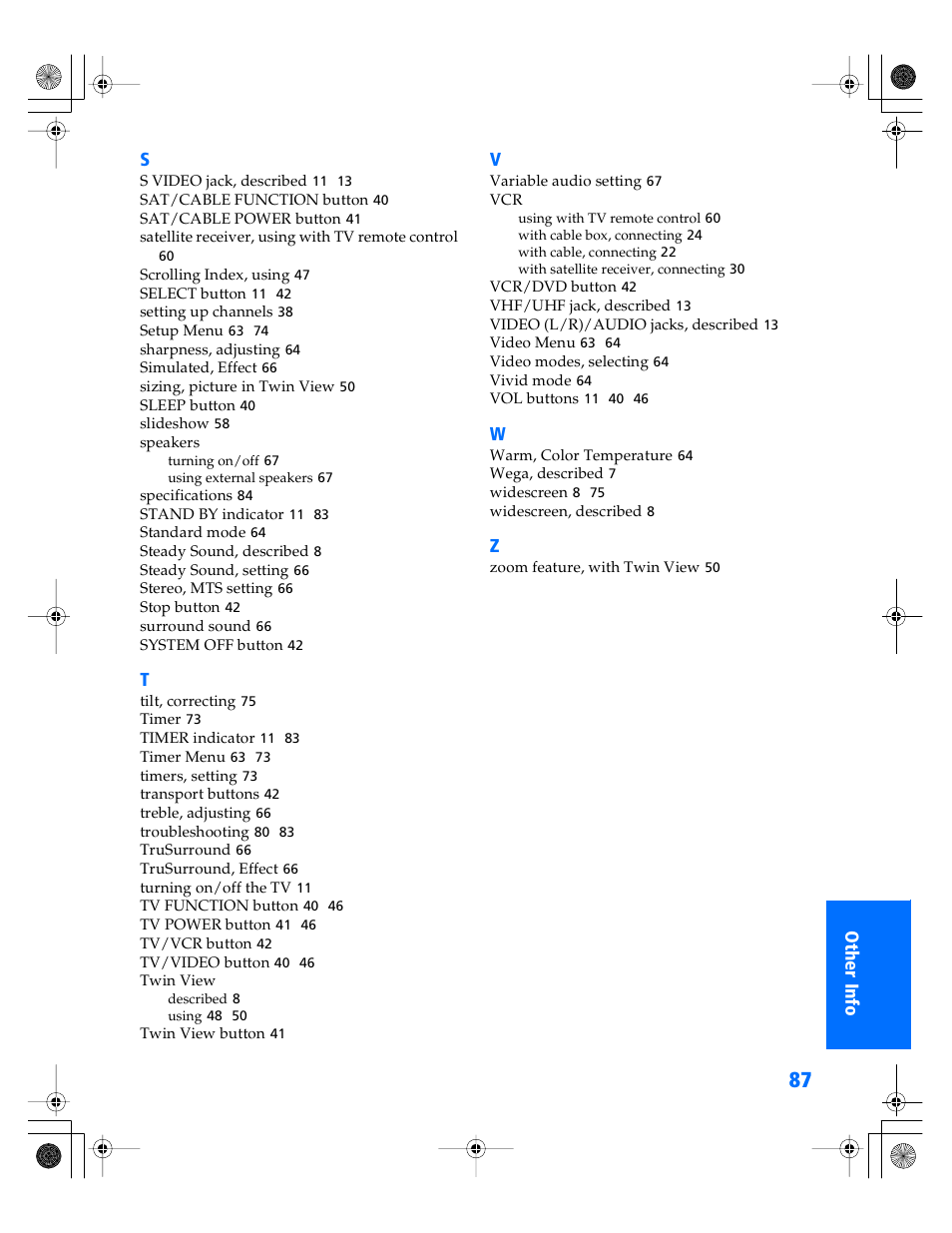 Sony WEGA KV-36XBR800 User Manual | Page 88 / 89