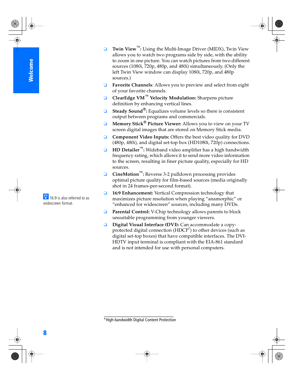 Sony WEGA KV-36XBR800 User Manual | Page 9 / 89