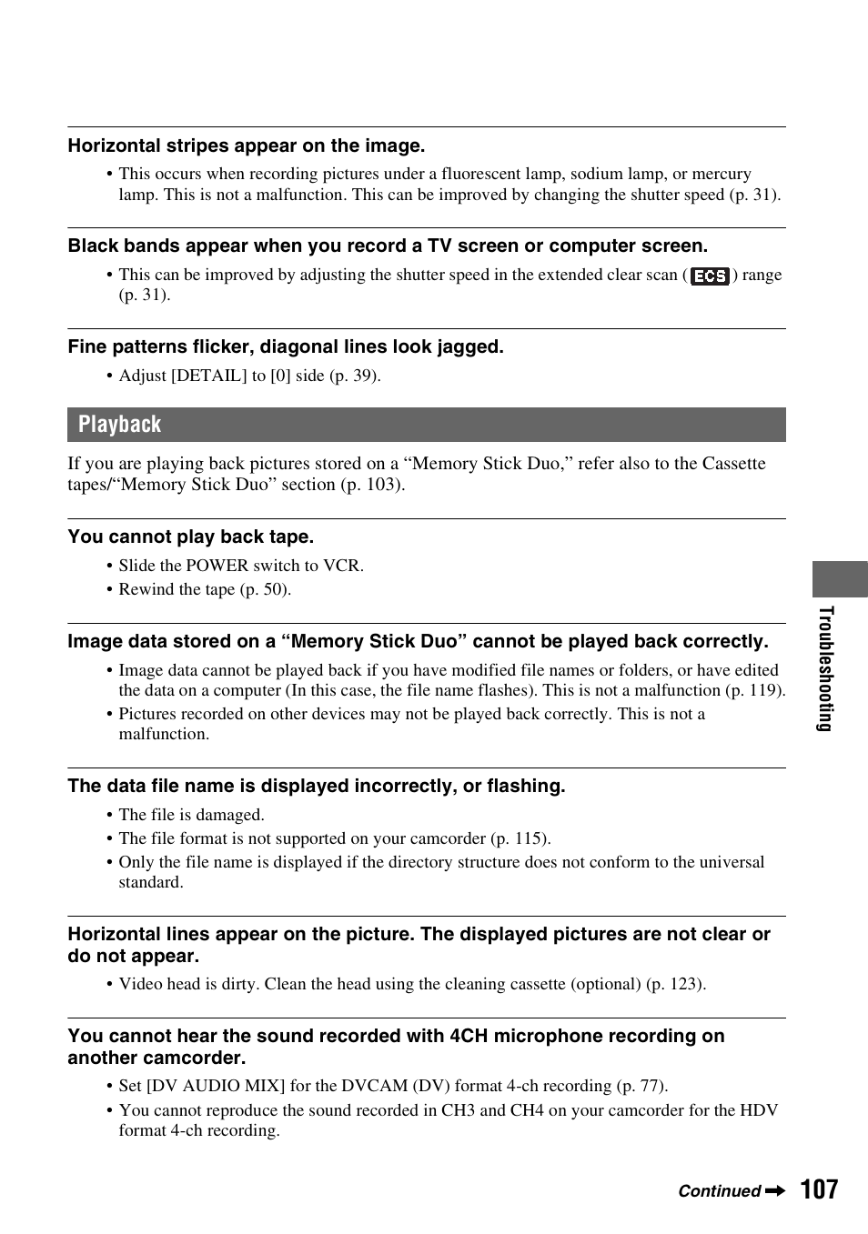 P. 107, Playback | Sony 3-280-847-11(1) User Manual | Page 107 / 143