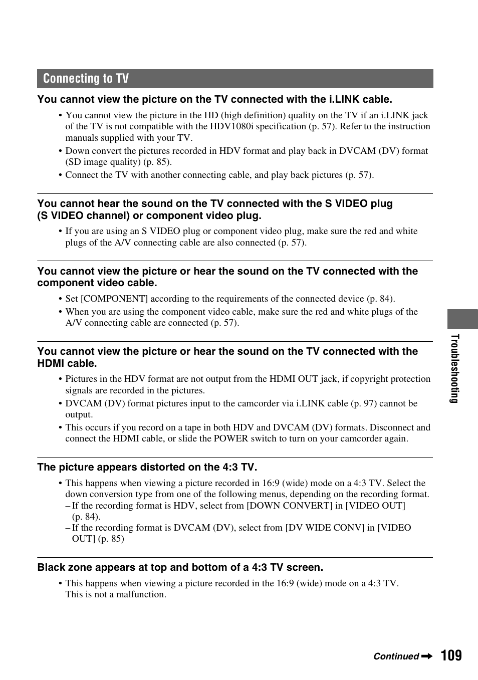 P. 109, Connecting to tv | Sony 3-280-847-11(1) User Manual | Page 109 / 143