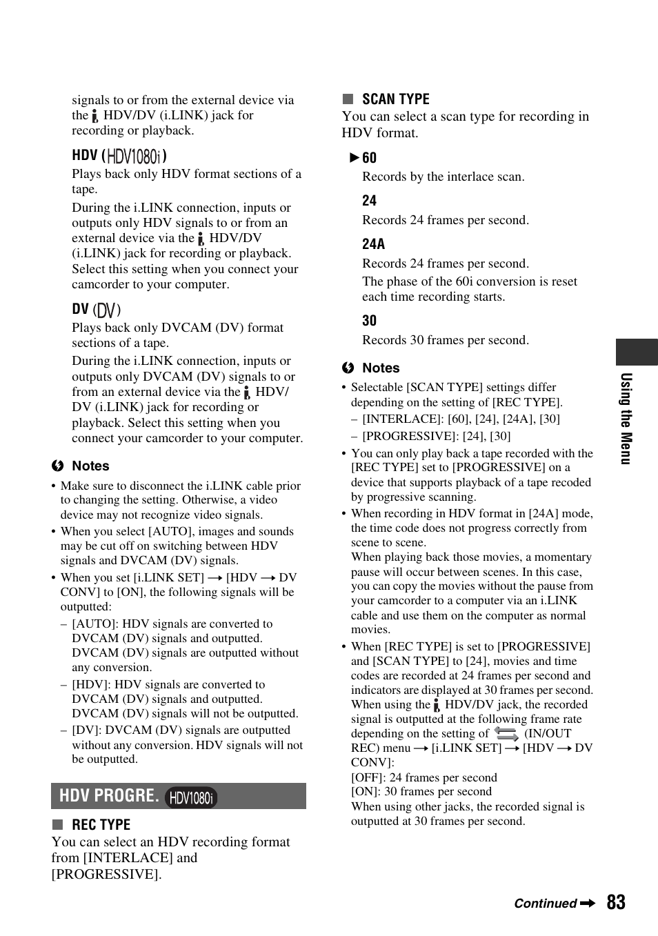P. 83, Hdv progre | Sony 3-280-847-11(1) User Manual | Page 83 / 143