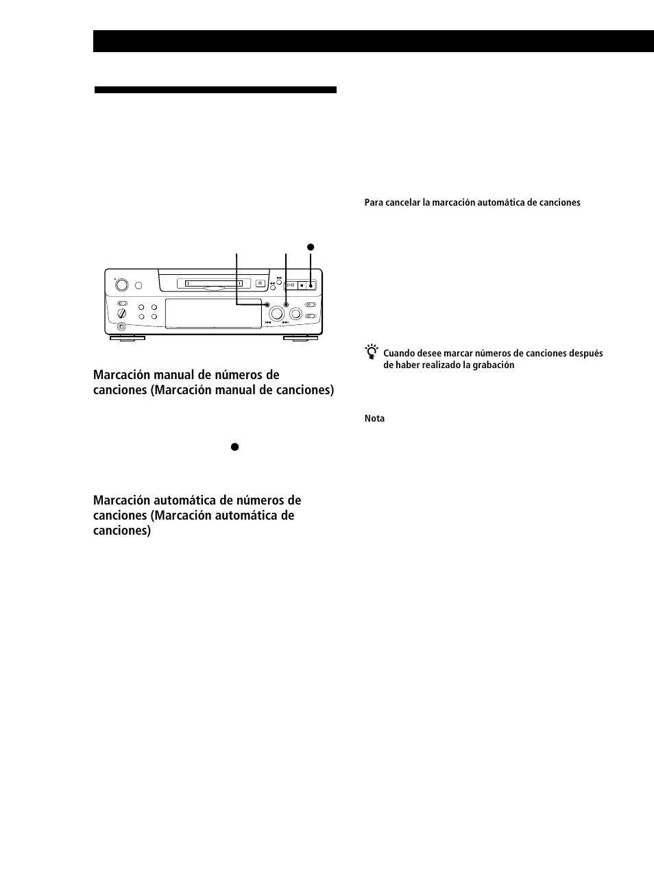 Grabación de minidiscos 12, Nota | Sony MINIDISC DECK MDS-S38 User Manual | Page 84 / 112