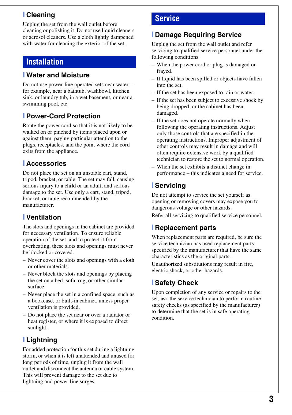 Installation service | Sony Cyber-shot 3-700-781-61(1) User Manual | Page 3 / 72