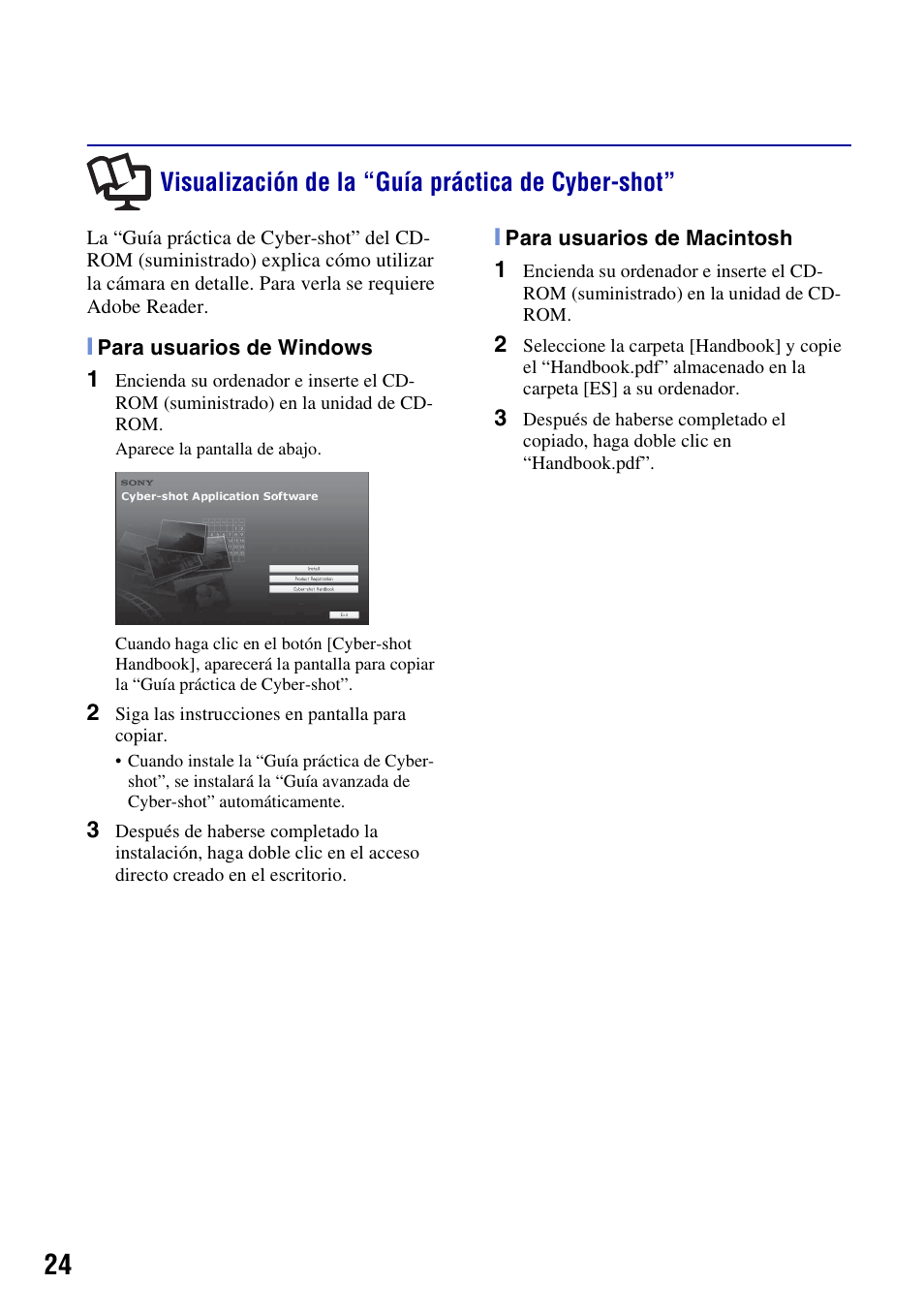 Visualización de la “guía práctica de cyber-shot | Sony Cyber-shot 3-700-781-61(1) User Manual | Page 60 / 72