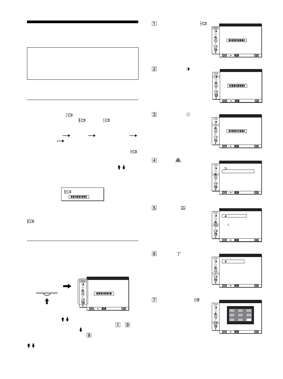 Personnalisation de votre moniteur, Réglage de la luminosité, Pilotage par menu | Réglage de la luminosité pilotage par menu, Menu | Sony SDM-HS53 User Manual | Page 48 / 288