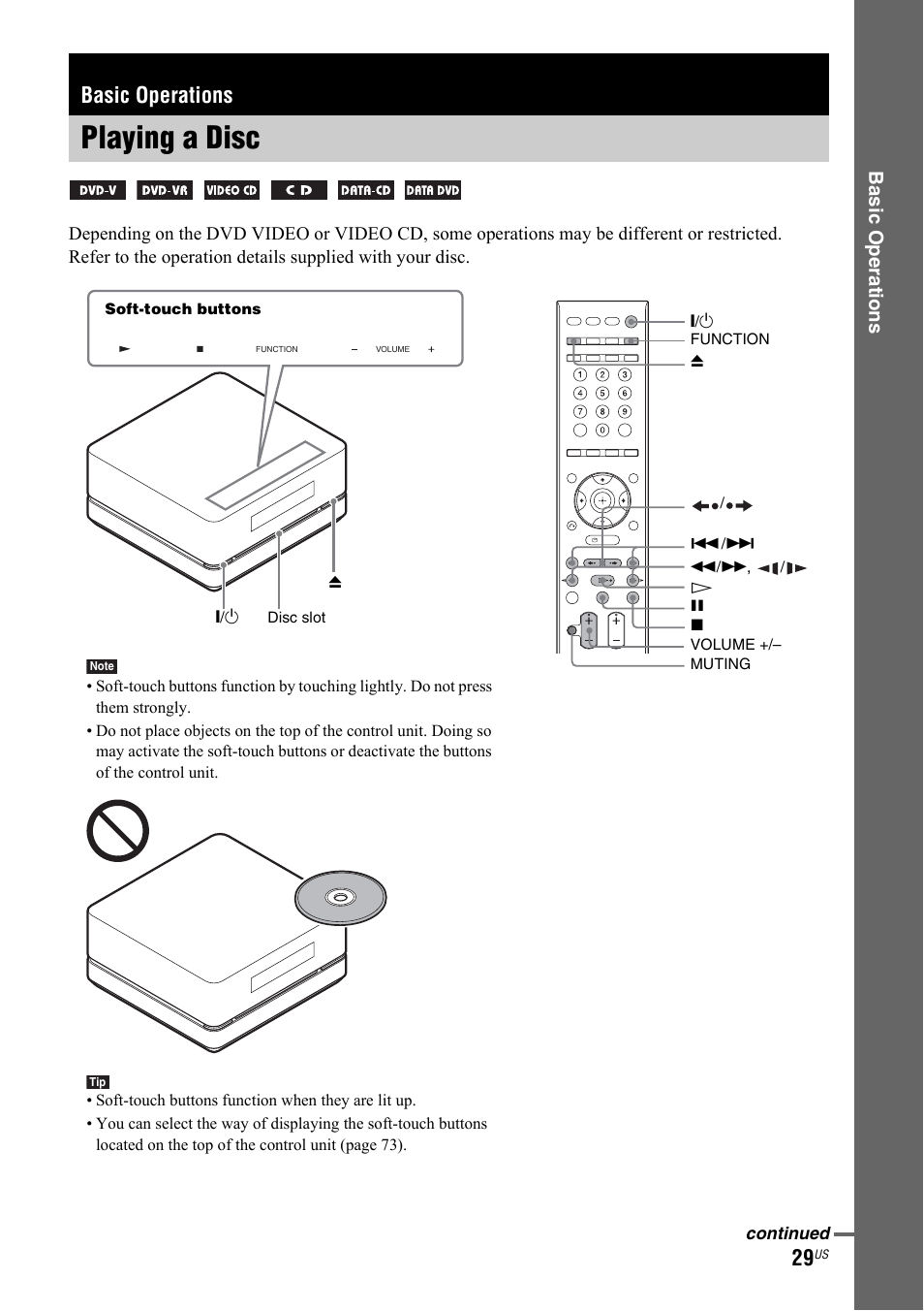 Basic operations, Playing a disc | Sony DAV-IS50 User Manual | Page 29 / 115