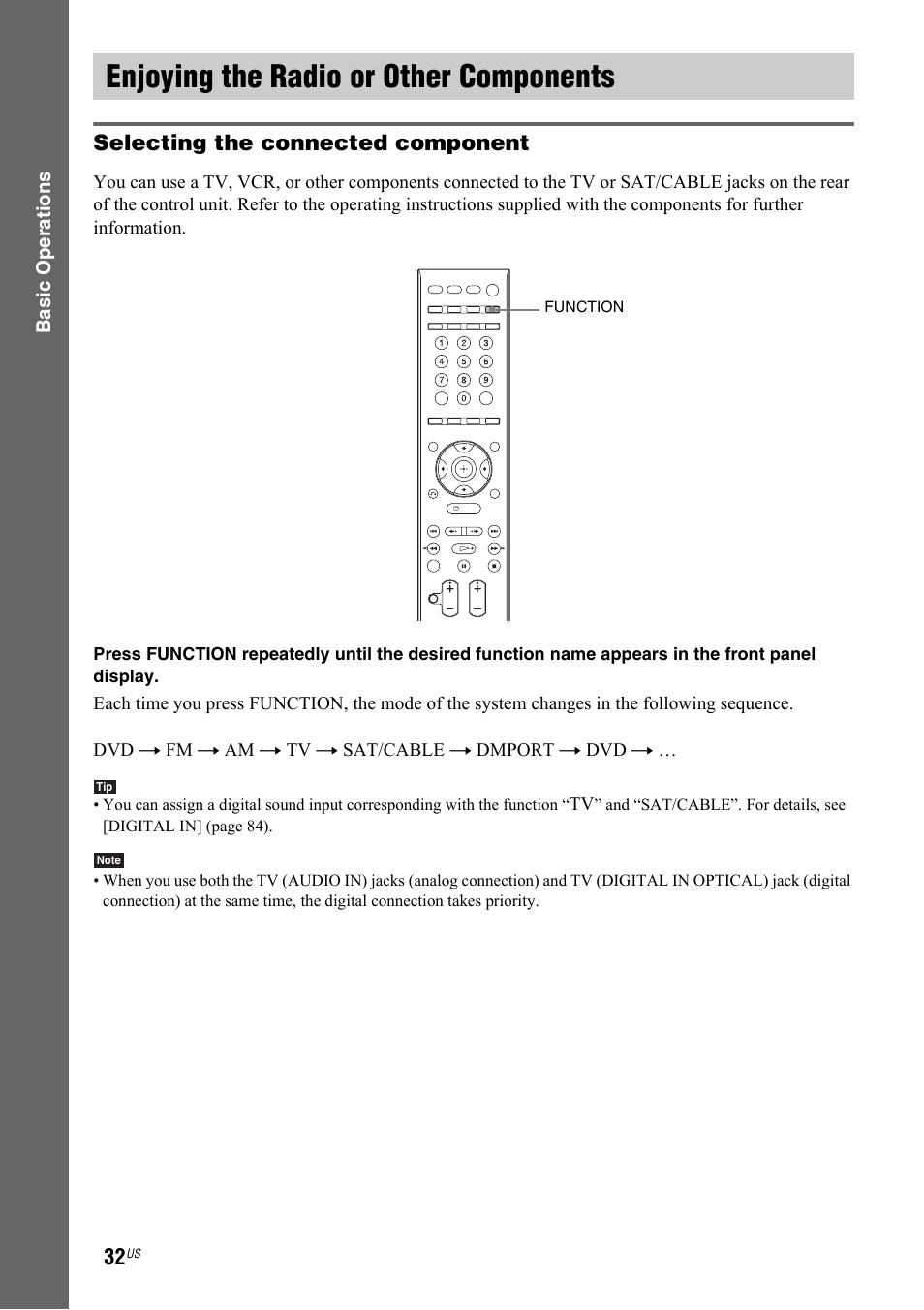 Enjoying the radio or other components, Enjoying the radio or other, Components | Sony DAV-IS50 User Manual | Page 32 / 115