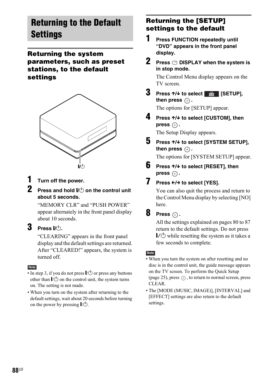 Returning to the default settings | Sony DAV-IS50 User Manual | Page 88 / 115