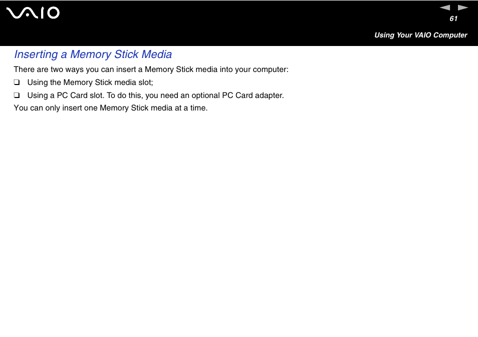 Sony VGC-V User Manual | Page 61 / 158
