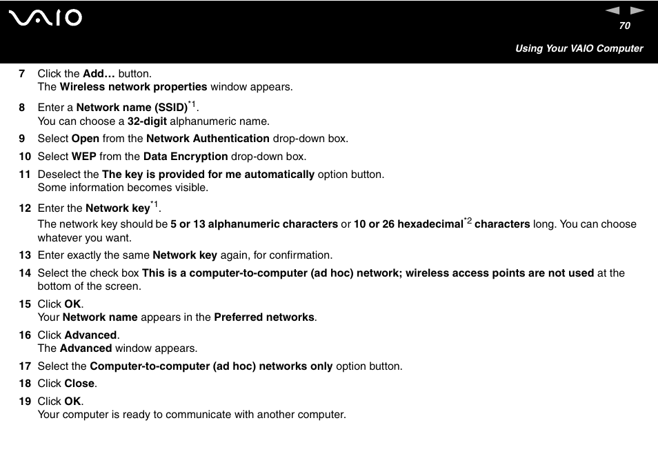 Sony VGC-V User Manual | Page 70 / 158