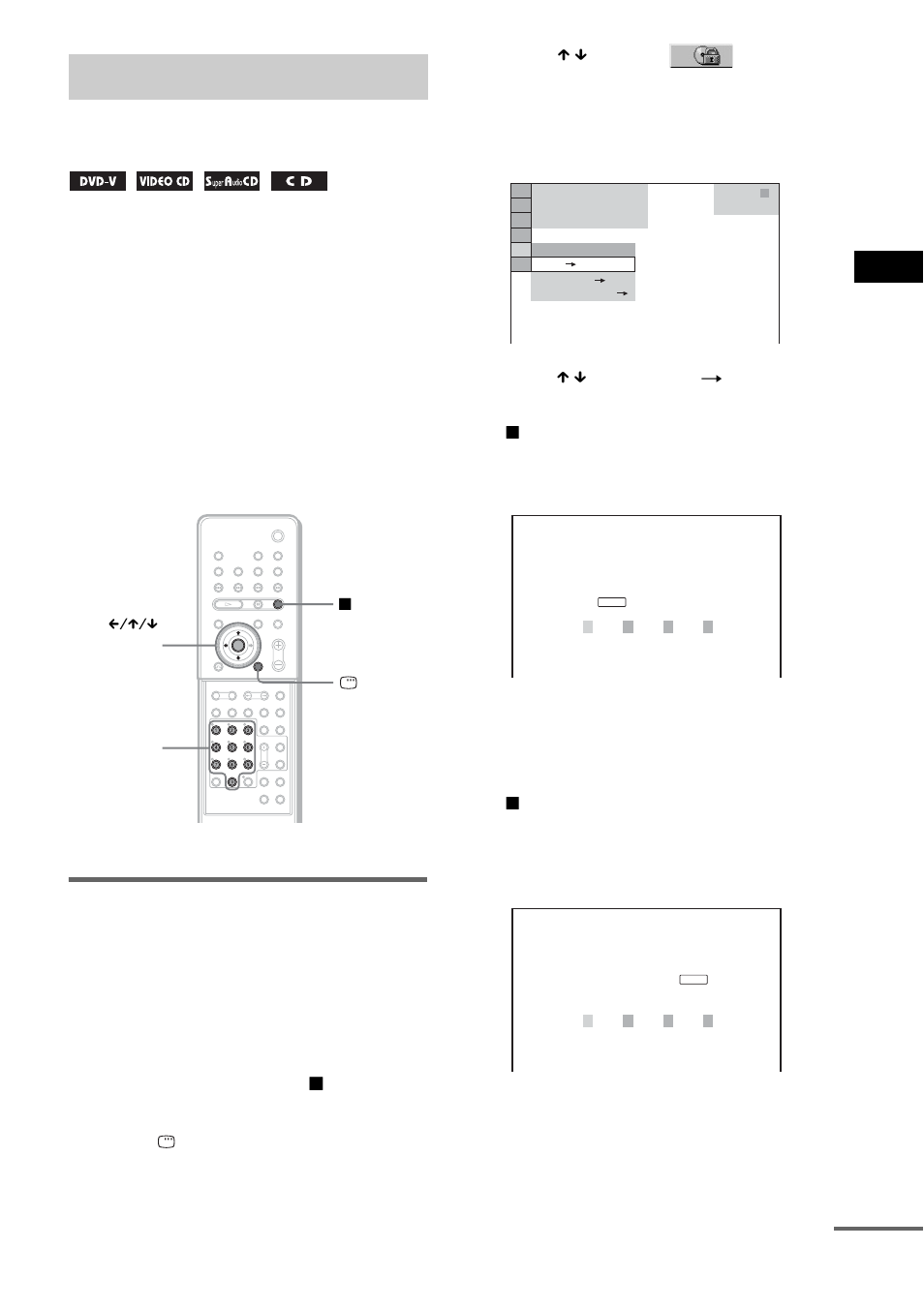 Locking discs, Custom parental control, parental control) | Sony DAV-X1 User Manual | Page 65 / 103
