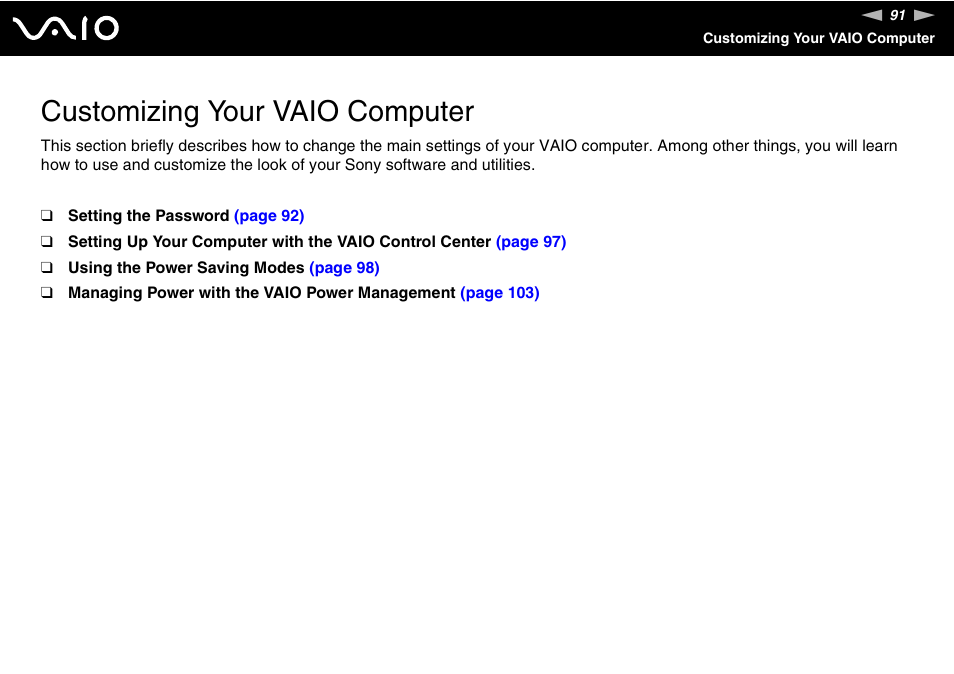 Customizing your vaio computer | Sony VAIO VGN-FW300 User Manual | Page 91 / 179