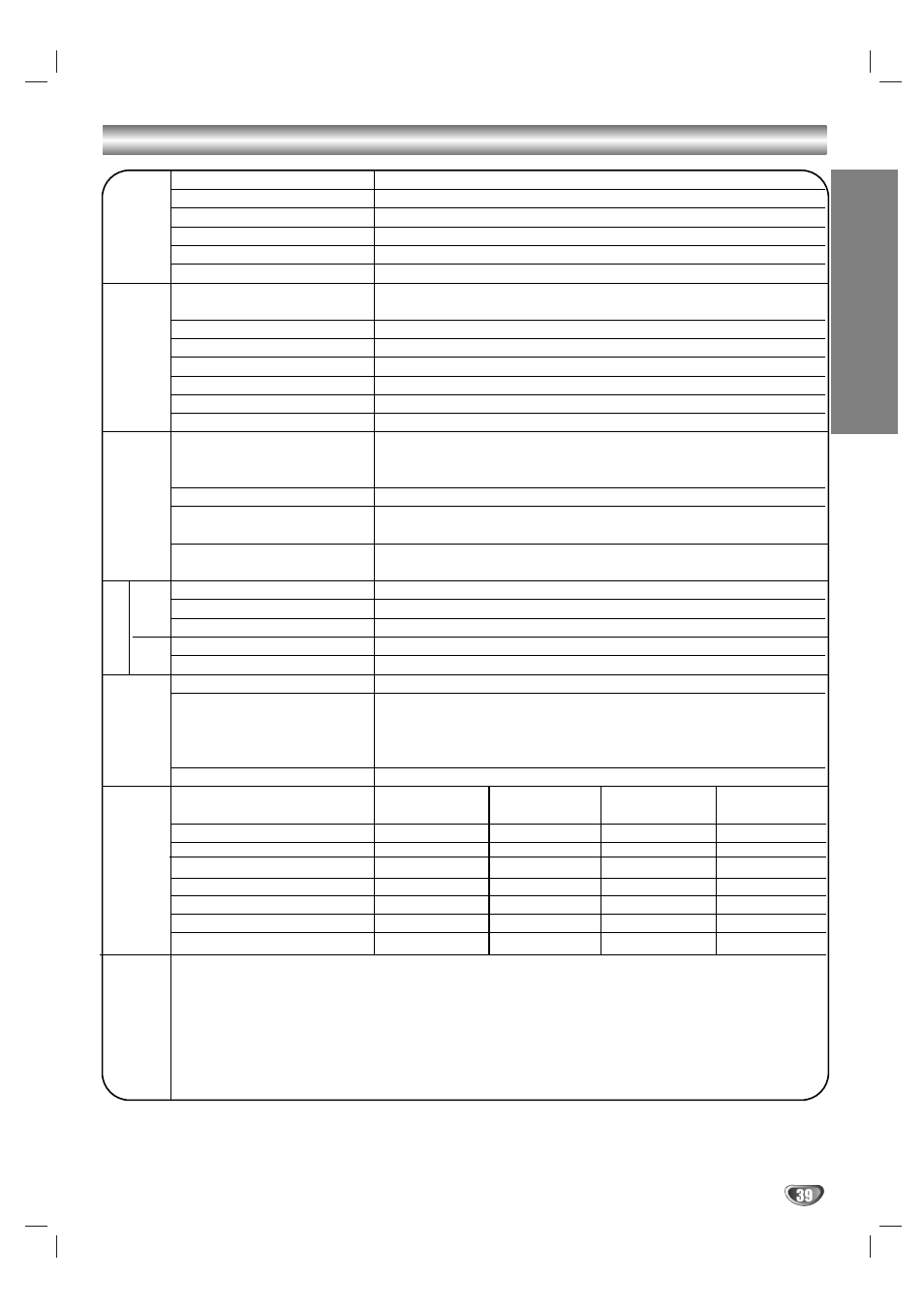 Specification, Reference | Sony AVJ-X55 User Manual | Page 39 / 40
