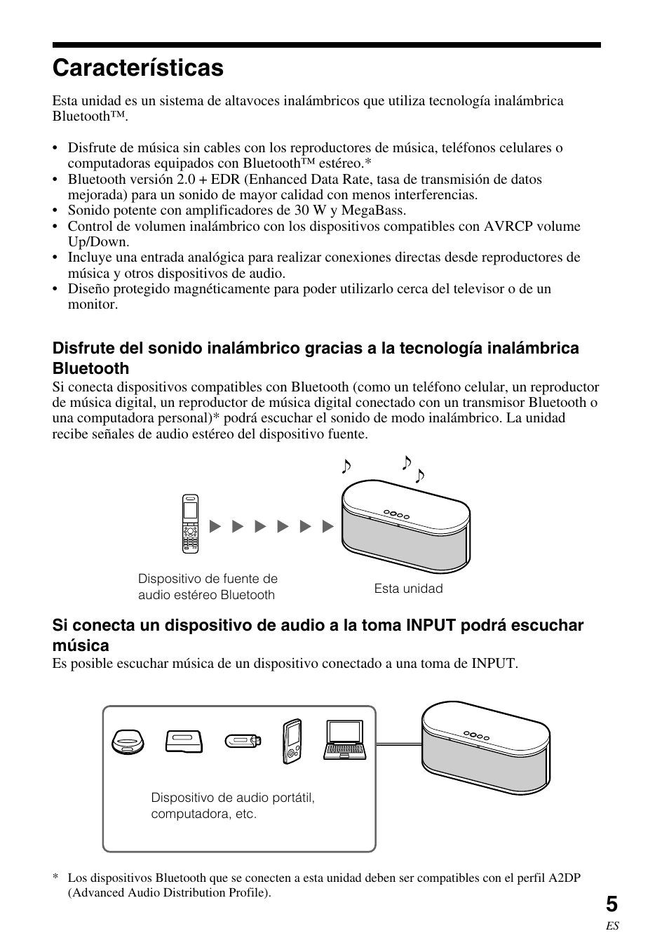 Características | Sony SRS-BT100 User Manual | Page 45 / 64