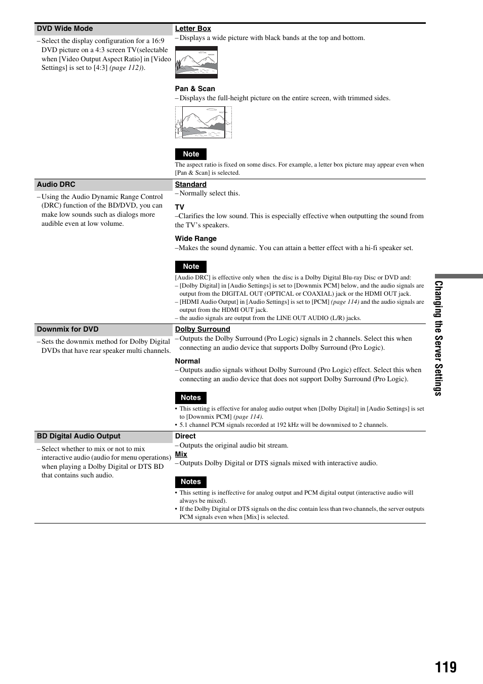 Chan ging the s e rv er sett ings | Sony HES-V1000 User Manual | Page 119 / 155
