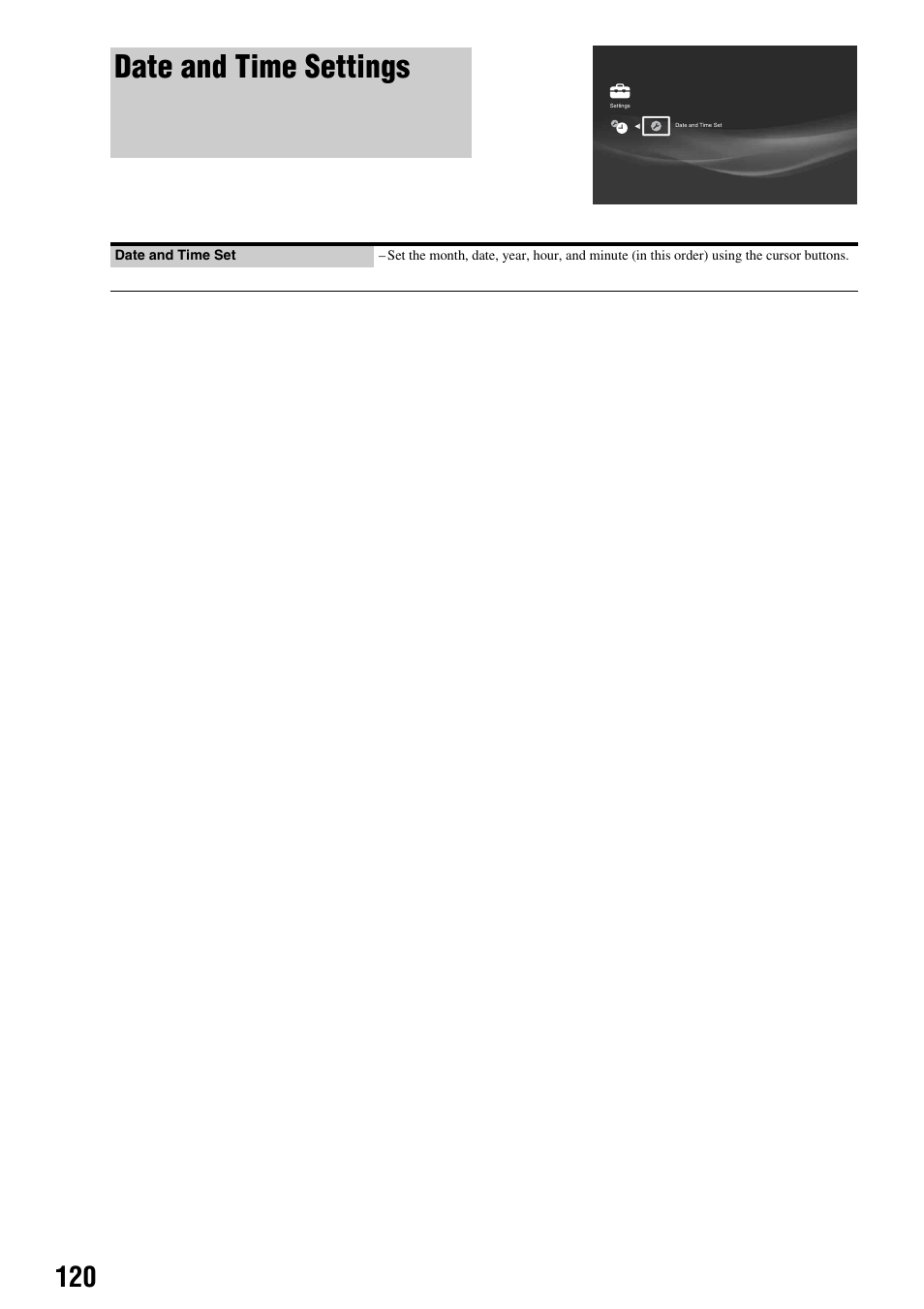Date and time settings | Sony HES-V1000 User Manual | Page 120 / 155