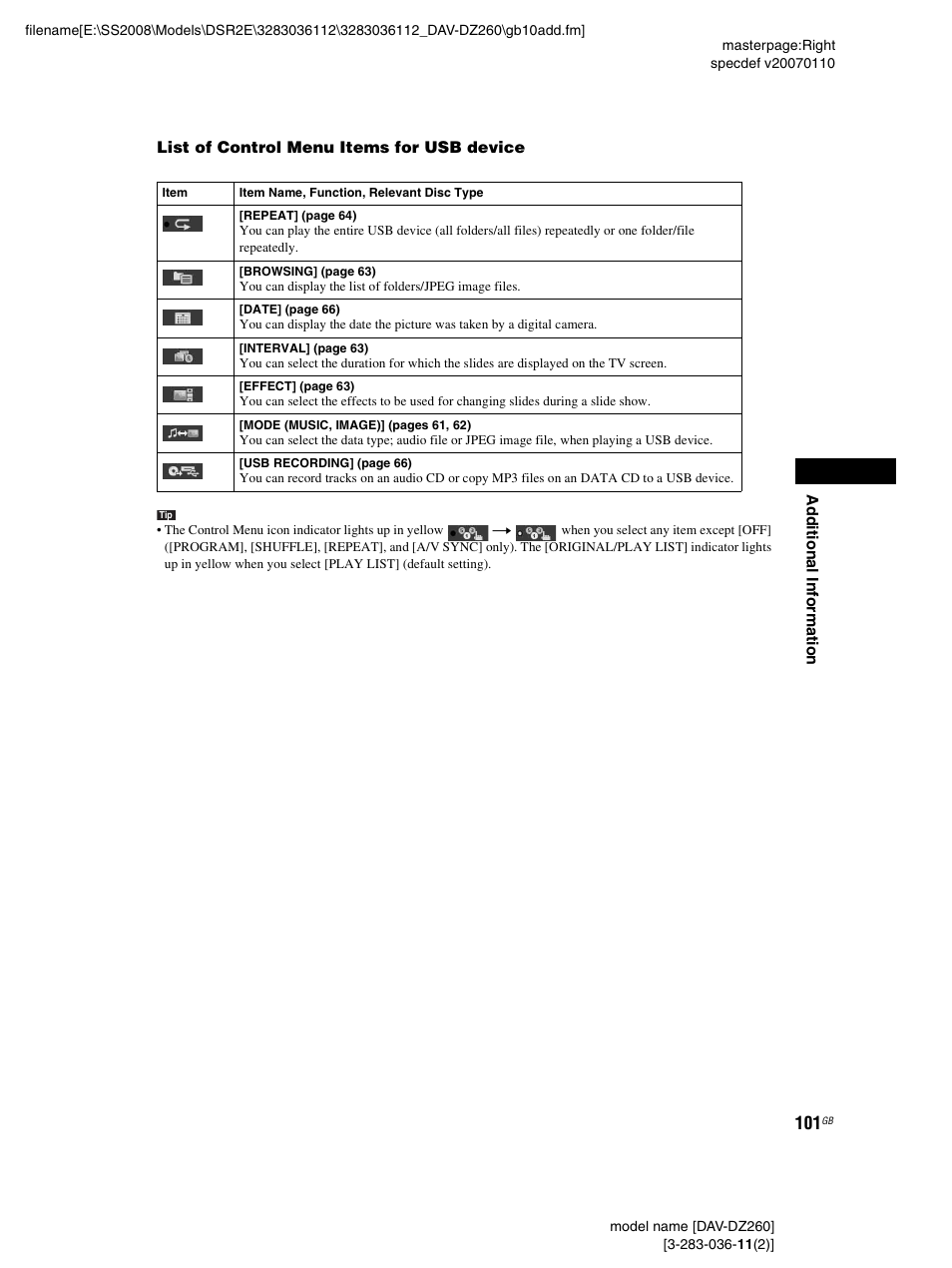 Sony DAV-DZ260 User Manual | Page 101 / 104