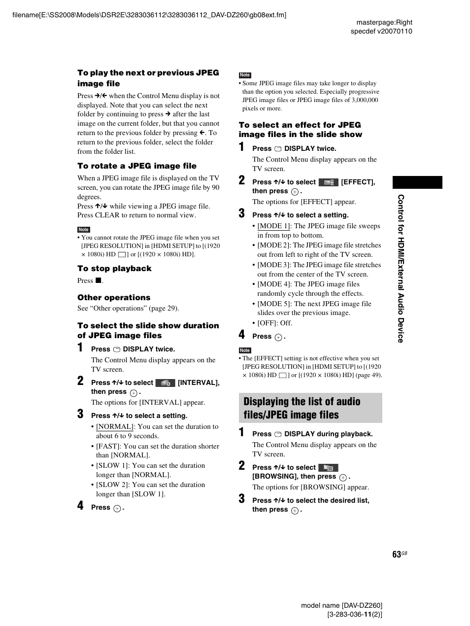 Sony DAV-DZ260 User Manual | Page 63 / 104