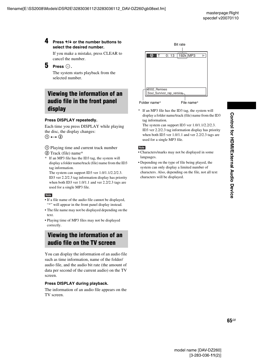Sony DAV-DZ260 User Manual | Page 65 / 104