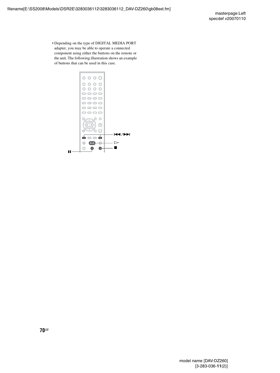 Sony DAV-DZ260 User Manual | Page 70 / 104