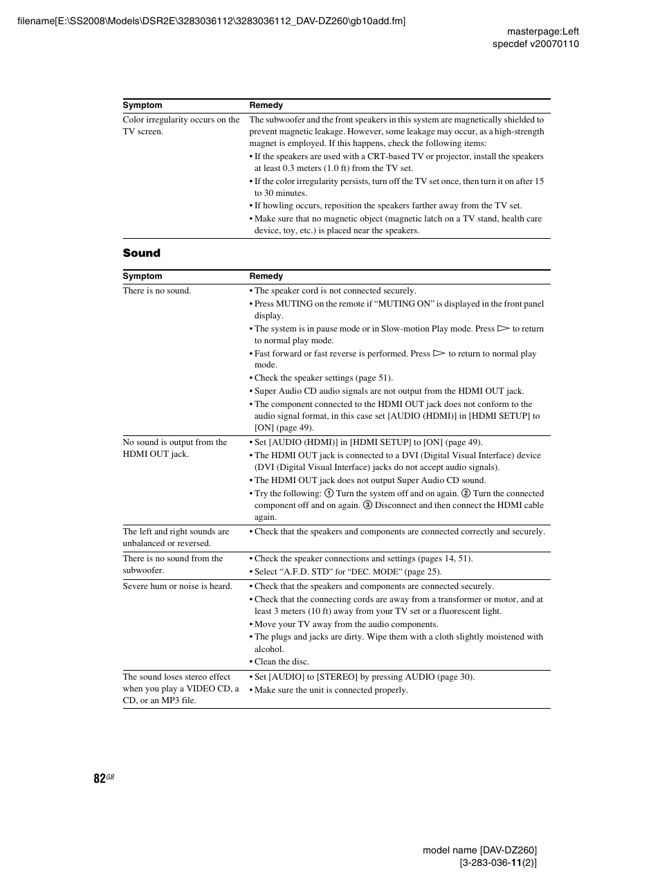 Sony DAV-DZ260 User Manual | Page 82 / 104