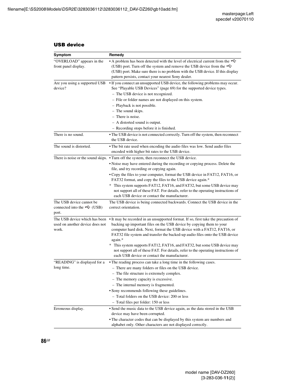 Sony DAV-DZ260 User Manual | Page 86 / 104