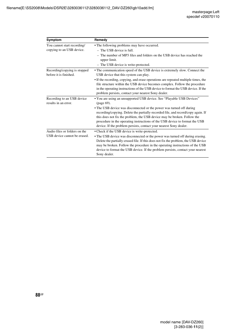Sony DAV-DZ260 User Manual | Page 88 / 104