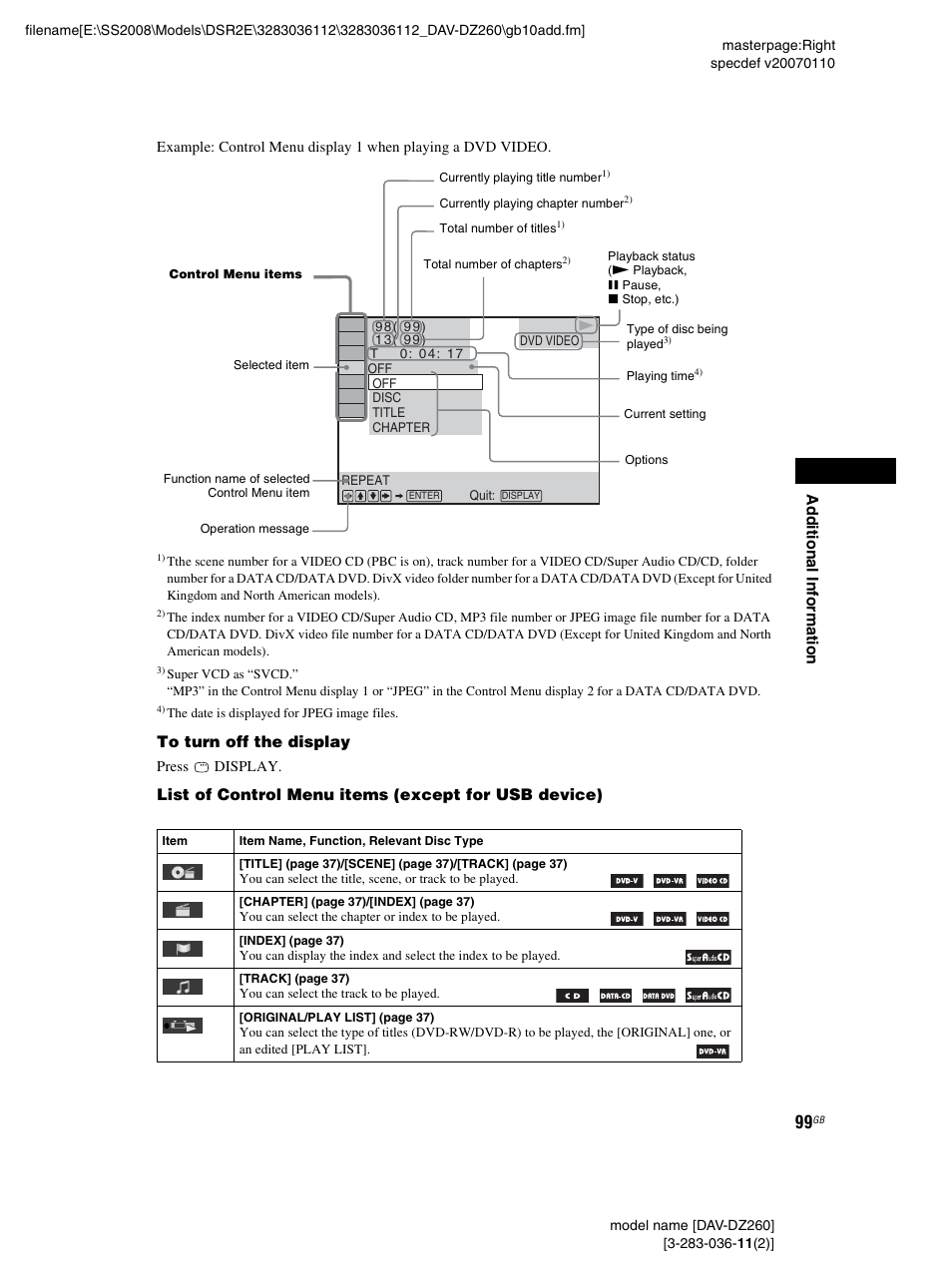 Sony DAV-DZ260 User Manual | Page 99 / 104