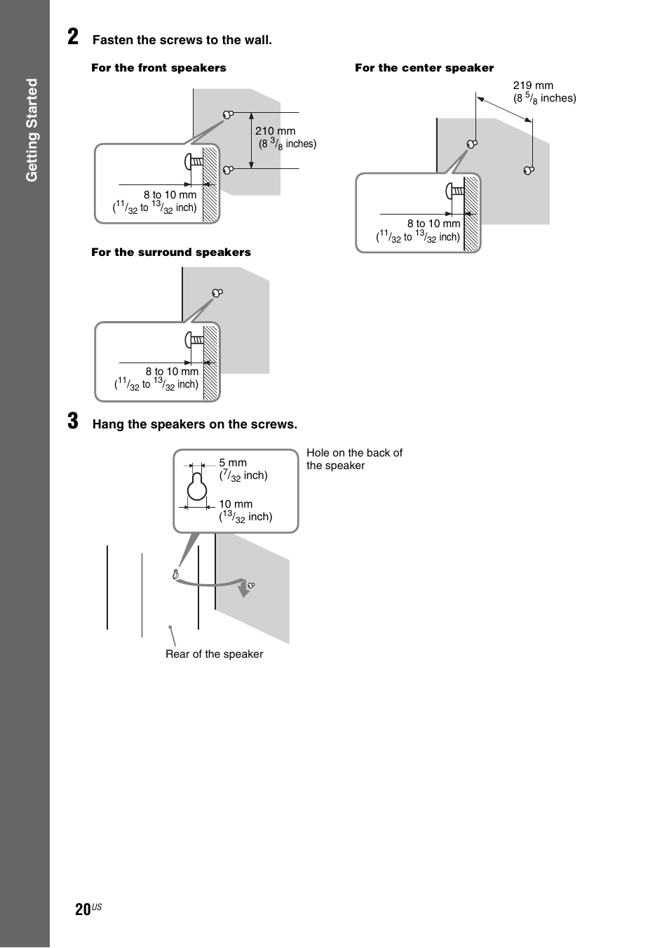 Gettin g star ted | Sony BDV-E500W User Manual | Page 20 / 123