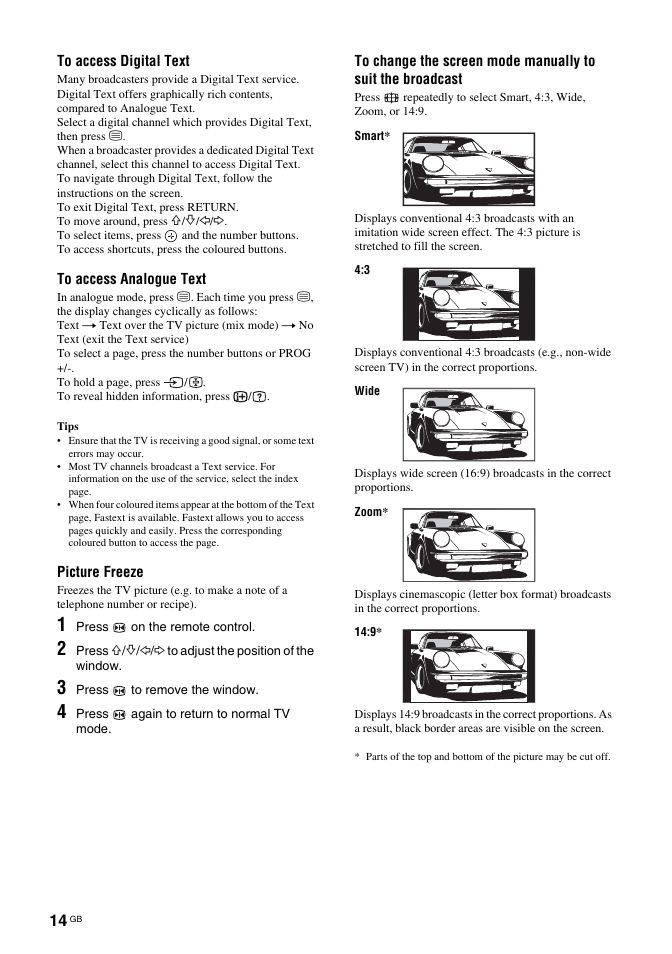 Sony Bravia KDL-26S2030 User Manual | Page 14 / 42