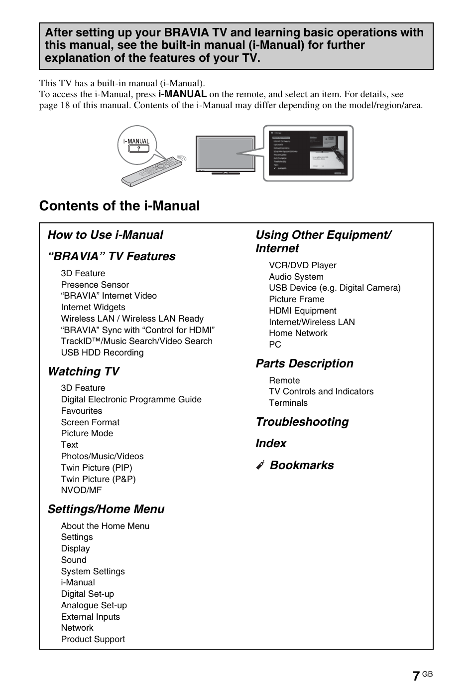 Contents of the i-manual | Sony 4-269-995-13(1) User Manual | Page 7 / 36