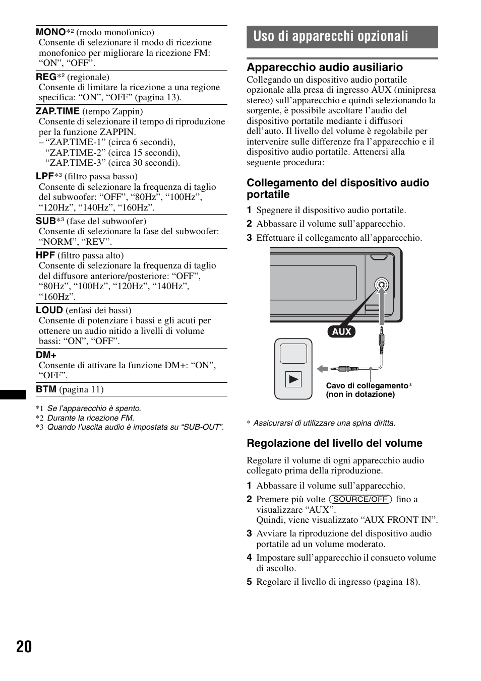 Uso di apparecchi opzionali, Apparecchio audio ausiliario | Sony DSX-S100 User Manual | Page 96 / 132
