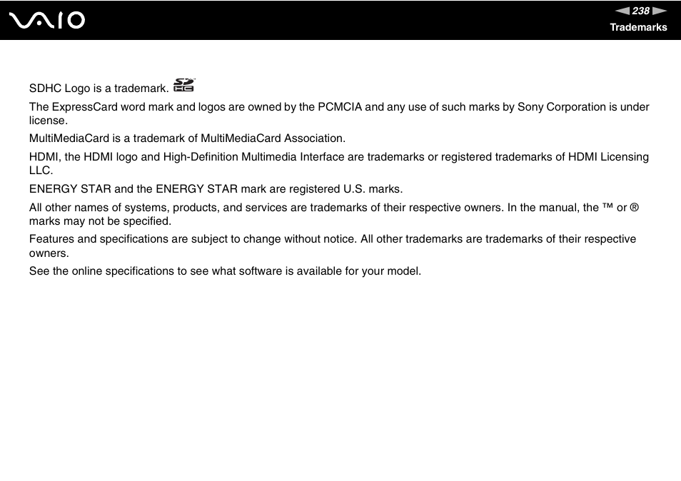 Sony VAIO VGN-Z500 Series User Manual | Page 238 / 239