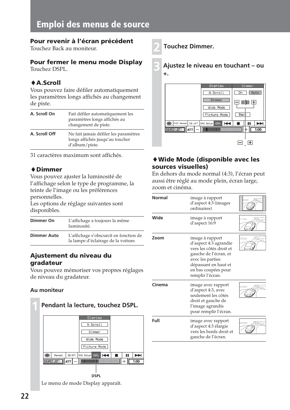 Emploi des menus de source | Sony XAV-A1 User Manual | Page 82 / 184