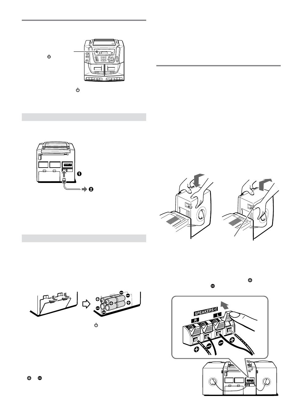 Alimentación, Conexiones, Uso a corriente alterna de la red | Uso con pilas | Sony CA-DW50 User Manual | Page 14 / 44