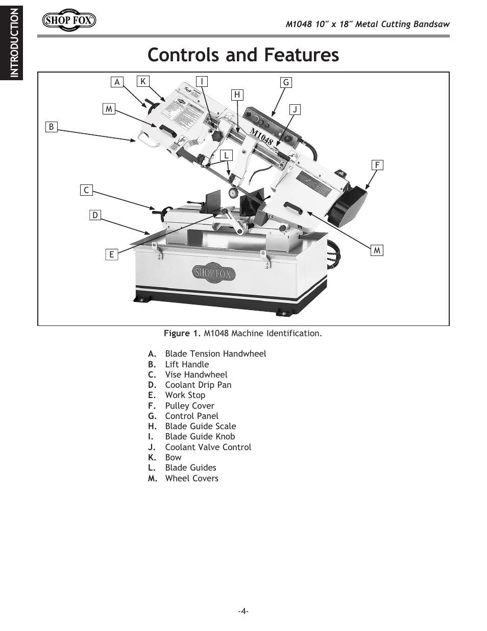 Controls and features | Woodstock SHOP FOX M1054 User Manual | Page 14 / 56